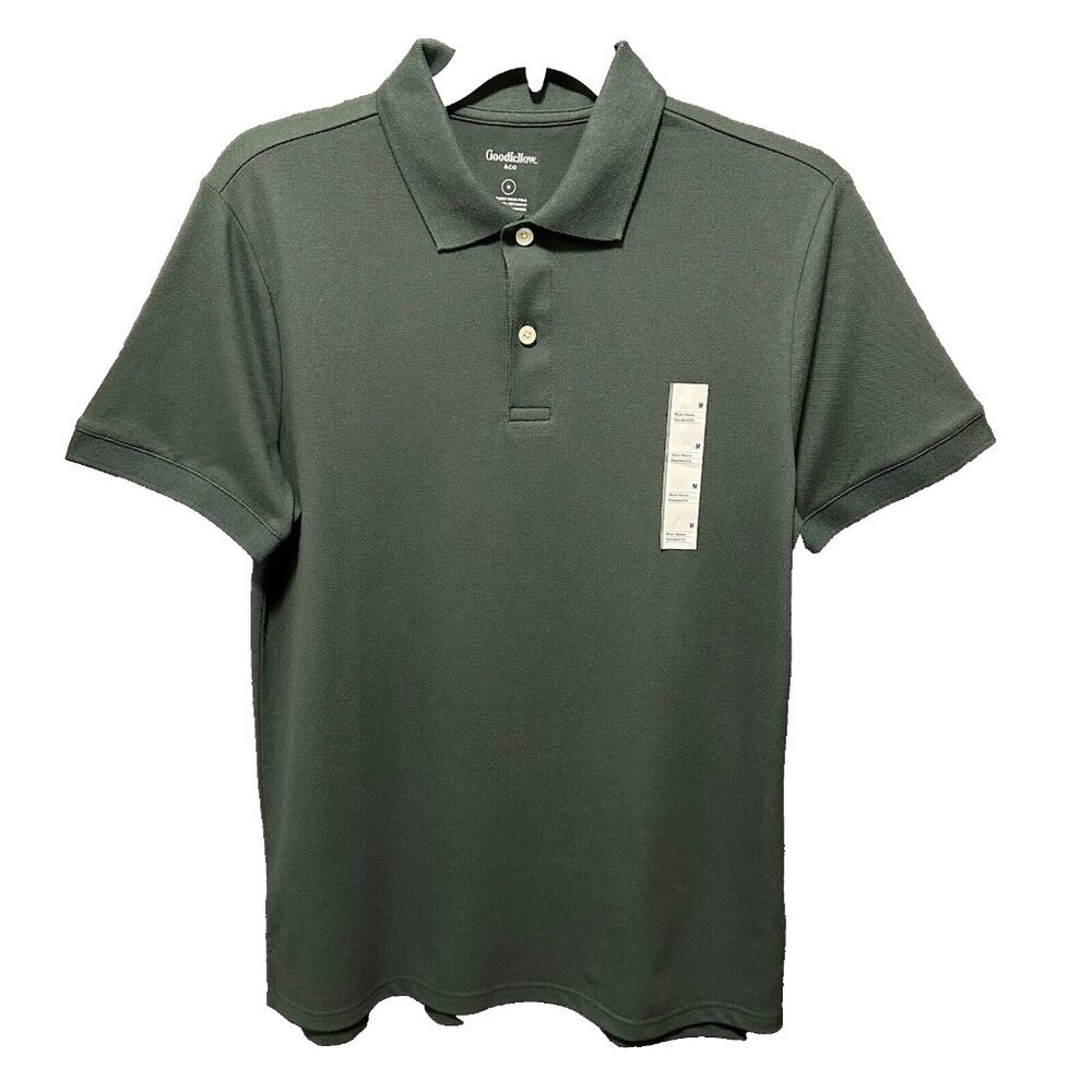 Goodfellow & Co Men's Standard Fit Polo Shirt Green Medium Short Sleeve New Tags